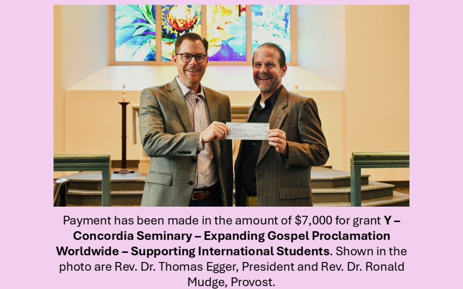 Mission Grant Presentation for Concordia Seminary STL